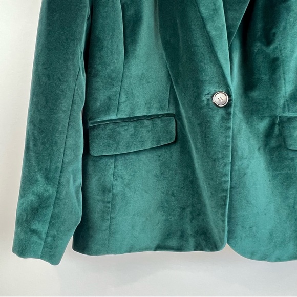 Talbots Emerald Green Velvet Blazer Jacket 20 W P (petite) Cotton formal office - Picture 4 of 12
